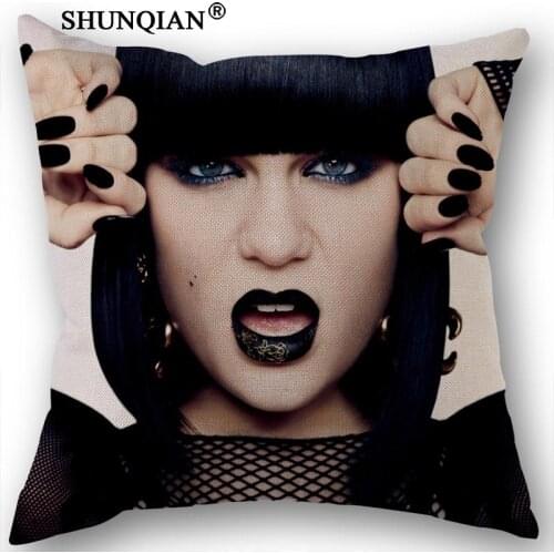 Custom Jessie J Cotton Linen Square Pillowcase Decorative Pillow Cases Cover Zippered 45x45cm one side