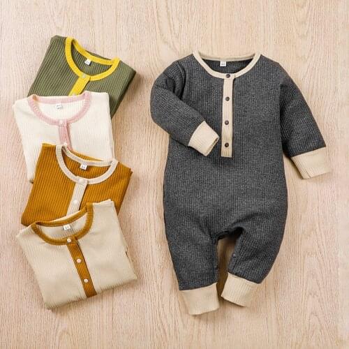 Autumn 0-12M Baby Clothing Knitted Jumpsuit Causal Long Sleeve Romper