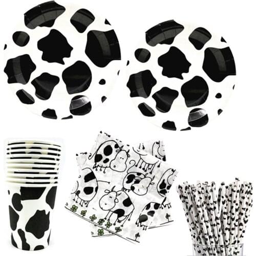 Farm Animals Cow Birthday Party Decoration Disposable Tableware Cup Plate Napkin Banner Tablecloth Baby Shower Balloon Supplies