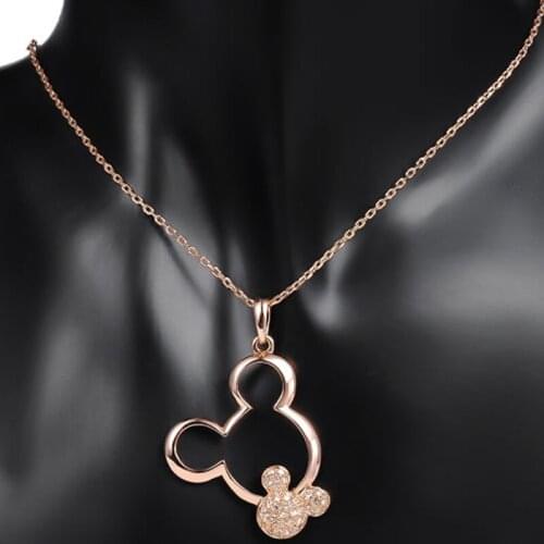 Garilina Light luxury jewelry pendants White cubic zirconia rose gold luxury Mickey necklace for women AP2139