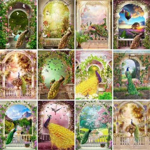 GATYZTORY Frame DIY Painting By Numbers Kits Beautiful Peacock Acrylic Paint On Canvas Animals Modern Wall Art Picture Home Art