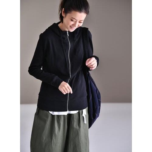 MICOCO W1120 Artistic and simple pure color thin thread sunblock shirt versatile hooded zipper jacket
