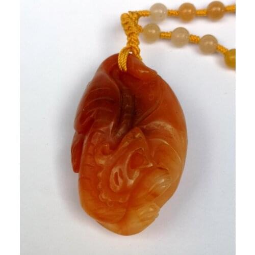 YIZHU CULTUER ART 100% Natural Hand-carved Chinese Jade Necklace Pendant Auspicious Zodiac Tiger Trinket Gift
