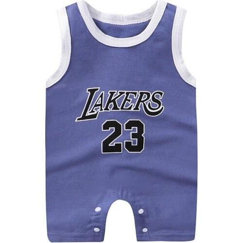 Summer Baby One-piece Fashion Print Letter 23 Baby Jumpsuit Small Boy Outside Sports Romper Basketball Tide Girl Onesie