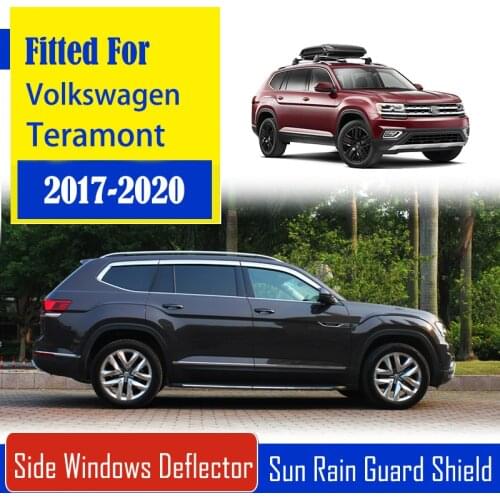 1 Set Chrome Side Vent Sun Shade Window Visors Rain Guard Deflectors For Volkswagen Teramont 2017-2020