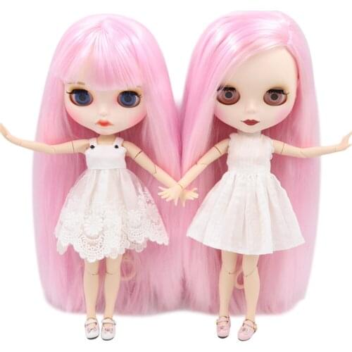 ICY DBS Blyth Doll New matte face white skin 1/6 joint body Pink hair DIY sd gift toy