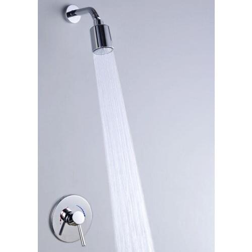 Brass Shower Head Wall-mounted Chrome-plated Rain Shower Column Hidden Shower System Bathroom Hot And Cold Faucet