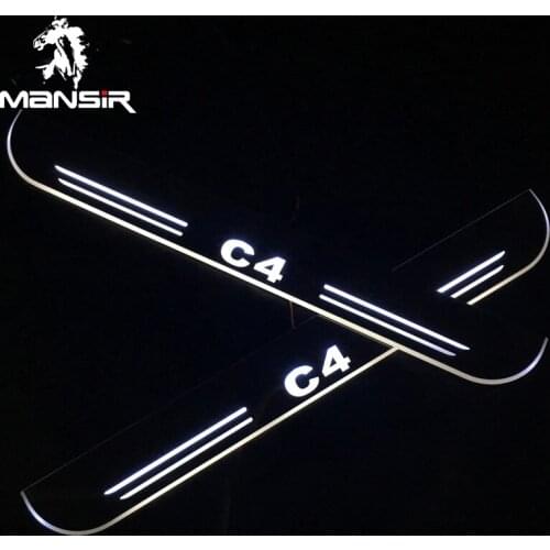MANSiR Customized LED Door Sill Lights For Citroen C4 2015 2016 2017 2018 12V Pedal Board Pathway Welcome Car Scuff Plate Light