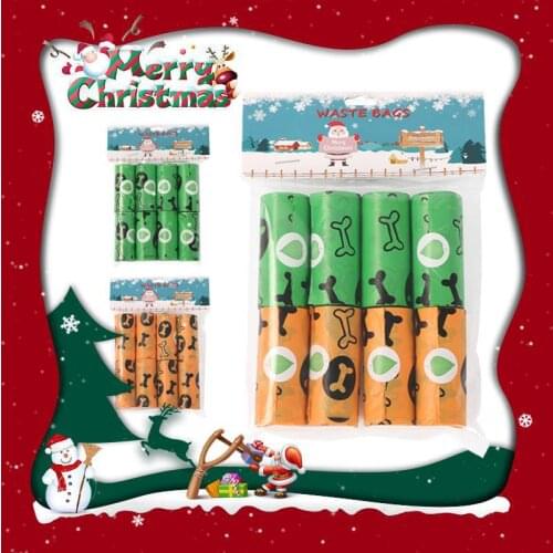 Christmas Special Style Dogs Poop Bag Biodegradable Dog Poop Bags Pet Waste Bags Clean Up Refill Rolls Pet Poop Bags 8 Rolls
