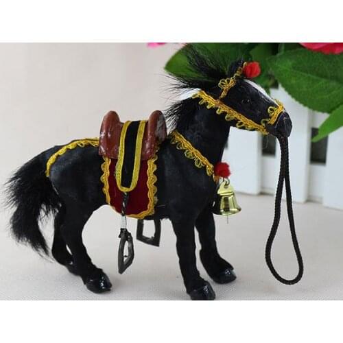 Simulation black horse 14x11cm model polyethylene&furs horse model home decoration props ,model gift d585