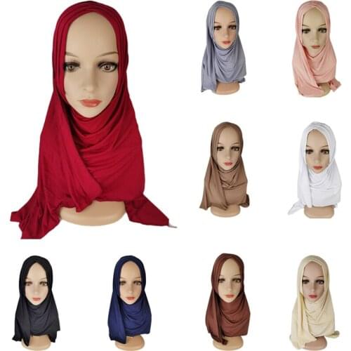 Muslim Women Hijab Shawl Jersey 2021 Hijab Plain Hijab Islami Muslim Fashion Scarf Women Headwraps Instant Hijab Headscarf Arab