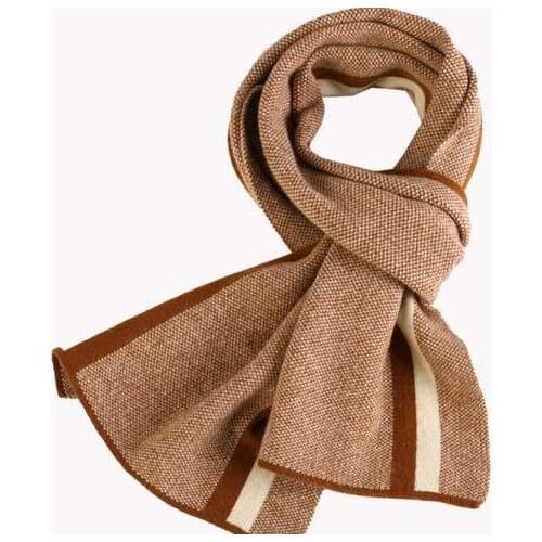 Winter striped wool+cashmere soft scarf for men