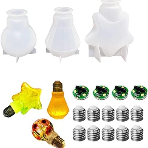 Light Bulb Casting Molds Tools Set Multi-Shaped Star Round Shape Resin Epoxy Molds Used for Family Decoration Craft Making DIY