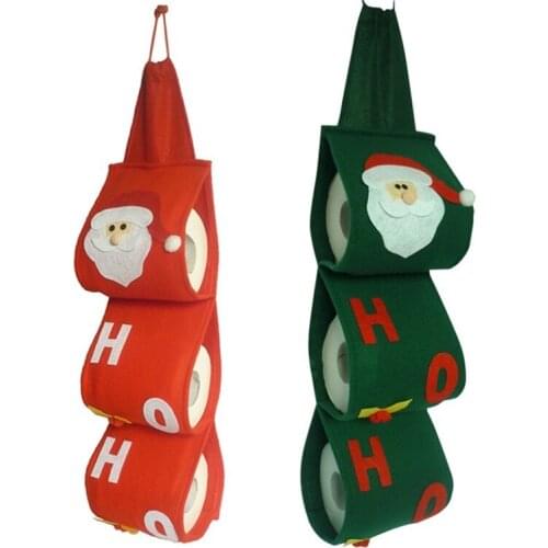 Santa Claus Toilet Paper Covers Sets Christmas Holiday Toilet Paper Holders Bathroom Papers Bag Pouch Xmas Decor
