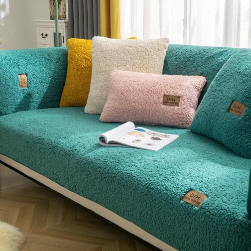 2021 Soild Color Sofa Covers Towel Soft Plush Couch Cover For Living Room L-shaped Sofa Decor decorative sectional sofa covers
