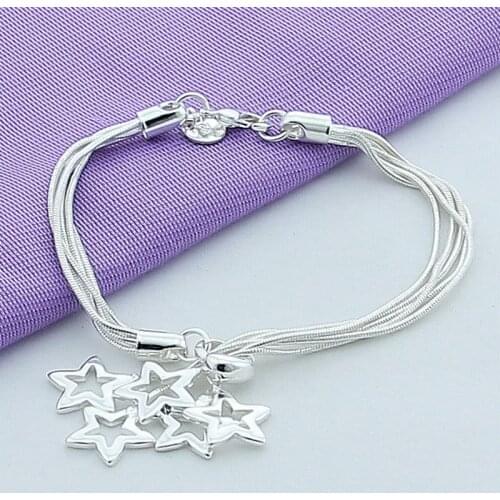 Wholesale Fashion Silver 925 Bracelet Jewelry Hollow Star Charm Bracelet For Women Trendy Jewelry