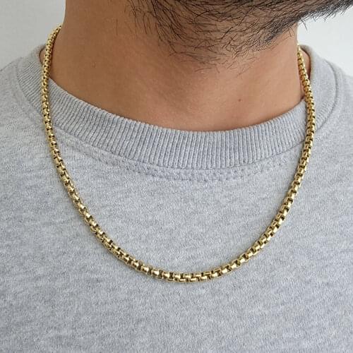 Round Link Chain Choker Necklace Bead Chain Women Men Long Necklace Fashion Jewelry Stainless Steel Neck Accessories