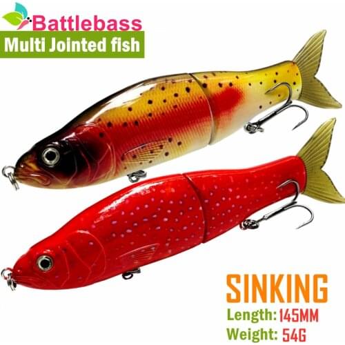 BATTLEBASS 6.5inch 54g Sinking Wobbler Jointed Fishing Lures Hard Glide Bait Soft Tail Float Slide Swimbait Bass Fishing Tackle