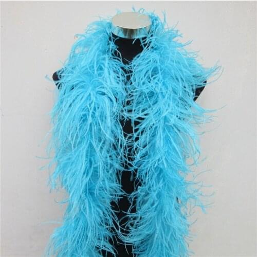 Promotion 6layer Beautiful Lake Blue Ostrich Feather Boa Diy Decoration Jewelry Home Plumas De Faisan Wedding Plume Plumes