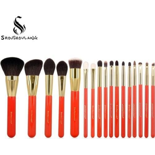 Shoushoulang Professional Make Up Brush Set Face Powder Blush Eye Shadow Eyebrow Brush Soft Goat Horse Hair Makeup Brushes Kit