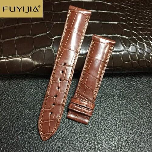 FUYIJIA Business Men Strap Custom Crocodile Skin Watchbands Women Handmade Genuine Alligator Belt 16MM 18MM 20MM 22MM Watch Band