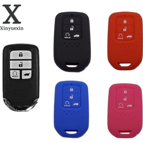 Xinyuexin silicone rubber car key fob cover case shell holder protect for Honda Pilot Accord Civic CRV Freed 4 button keyless