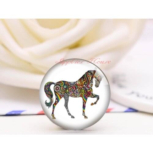 Handmade Round Horse photo glass Cabochons, Jewelry Finding Cameo Pendant Settings, (F008-71)