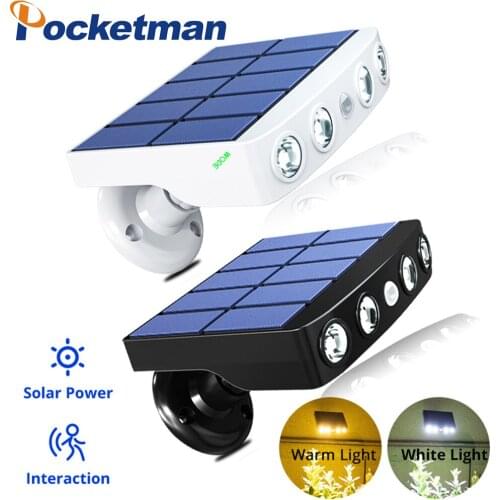 LED Solar Light Induction Warm White Lights Waterproof PIR Motion Light Sensor Lamp With Built-in Battery for Garden Courtyard