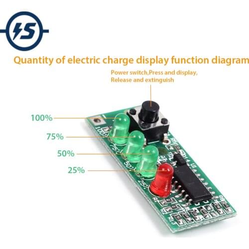IC Tester Power Battery Indicator 4-Level for 3S 12V Lithium Battery Saturation Voltage 12.6V 11.1V Quantity of Electric Charge