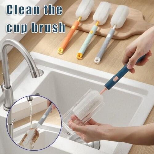 Vertical Storage Cup Brush with Long Handle 27.5cm Long Baby Bottle Sponge Brush Kitchen Accessories for Wine Glass can CSV