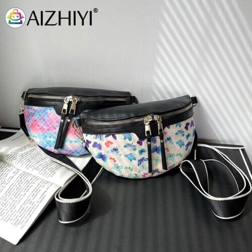 Vintage Women Butterfly Cloud Squama PU Leather Shoulder Crossbody Chest Bag Casual Waist Packs Small Handbag Purse