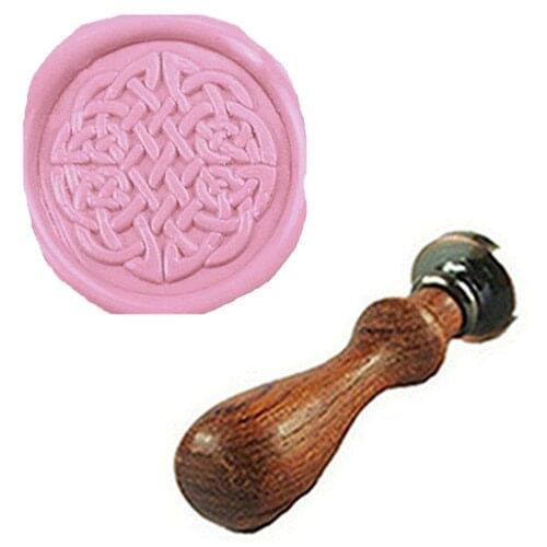 Vintage Decorative Celtic Knot Custom Picture Logo Wedding Invitation Wax Seal Sealing Stamp Rosewood Handle Set