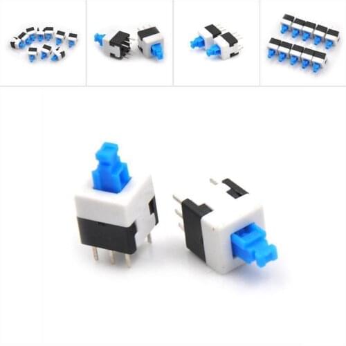 10Pcs Latching Switch Double Row Self-locking 6 Pin Button Switch 8 * 8