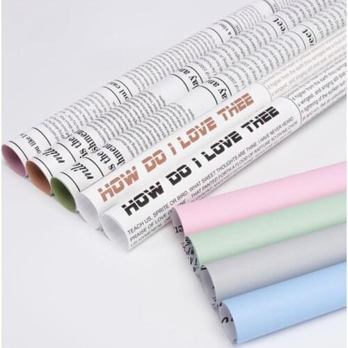 20pcs Korea Style Two Color English Letters Newspaper Waterproof Floral Bouquet Flower Wrapping Paper