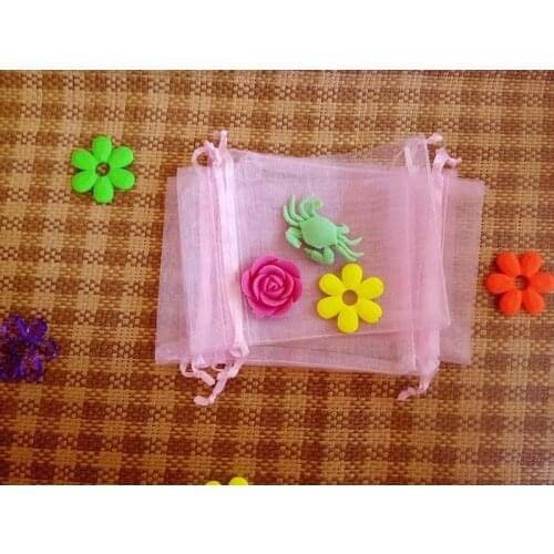 200pcs 11*16cm Pink Organza Gift Bag Jewelry Packaging Display Bags Drawstring Pouch For Bracelets/necklace/wed Mini Yarn Bag