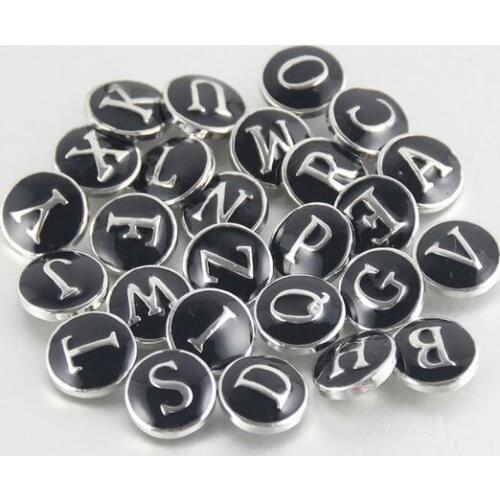 26pcs/lot Black A-Z Alphabet Snap Buttons Fit 12mm Letter Buttons Snap Button Jewelry DIY Bracelets&Bangles