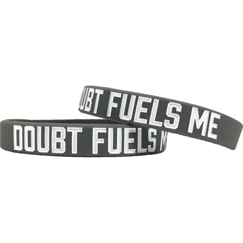 300pcs Motivational DOUBT FUELS ME Silicone Bracelets Rubber Wristbands Free Shipping by DHL