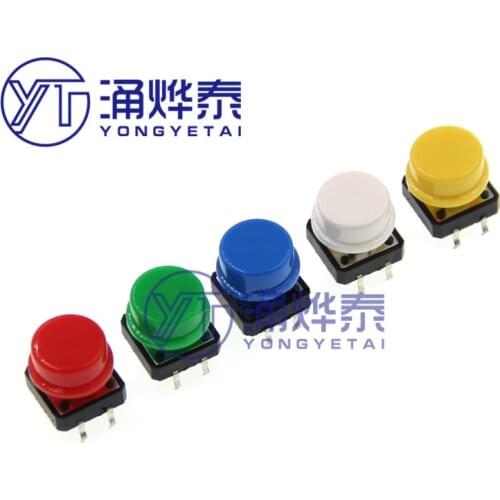 5 colors 20pcs each color 4pcs 12X12X7.3 with round caps Tactile switches Key switches B3F