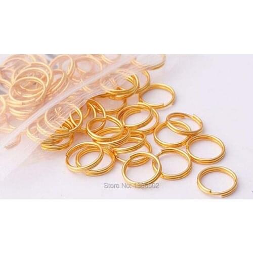 50PCS nickel /gold rose gold color 10mm metal small key ring key chain for belt backpack hardware accessories