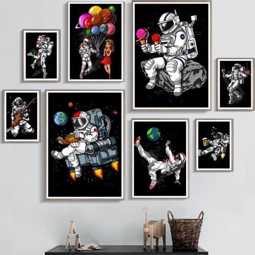 Abstract Astronaut Read Football Guitar Wall Art Canvas Painting Nordic Posters And Prints Wall Pictures For Living Room Decor