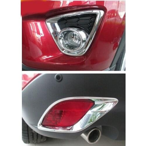 Car Chromed Front + Rear Fog Light lamp cover Bezels Trims For Mazda CX-5 CX5 2012 2013 2014 2015
