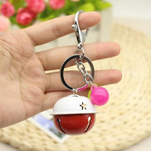 20Pcs Korean Fashion Cute Practical Hit color Big Bell anti-theft Car Keychains Keyring Bell Key Chain Handbag Key Ring Kid Toy