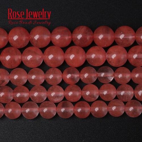 Natural Stone Beads Watermelon Red Cherry Crystal Round Spacer Beads For Jewelry Making 4 6 8 10 12 mm Diy Bracelet 15" Strand