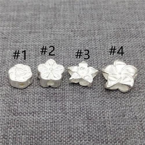 5pcs of 925 Sterling Silver Plain Flower Beads for Floral Bracelet Necklace