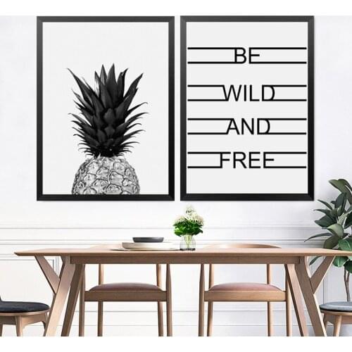 Be wild and free English character words pineapples canvas paintings poster printer of home decoration