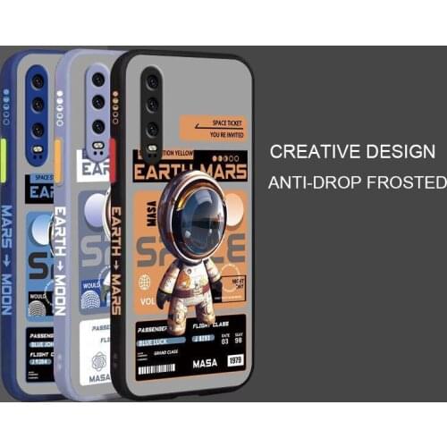 Cartoon Astronaut Pattern Phone Case For Huawei Honor 30 50 Pro 30S V40 50SE Liquid Side Printing Silicone Shockproof Cover