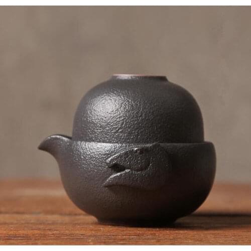 Black Ceramic Chinese Gongfu Teapot Teacup Travel Tea Set
