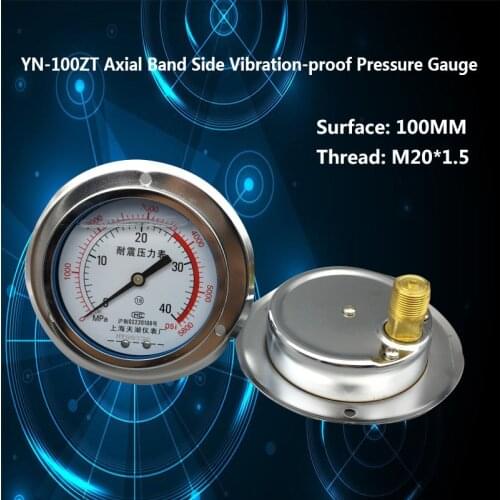Pressure Gauge Yn-100zt Axial And Edge Seismic Pressure Vacuum Gauge 0-1MPA 1.6MPA 2.5MPA 40MPA