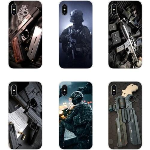 For Huawei G7 G8 P7 P8 P9 P10 P20 P30 Lite Mini Pro P Smart Plus 2017 2018 2019 Transparent Soft Skin Case Army Fan Weapons Guns