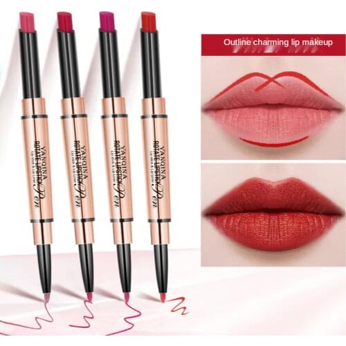 Double-headed Lipstick 2in1 Lip Liner Long-lasting Color Waterproof Small Tube Lipstick Lip Pencil Makeup Lipstick Lip Pencil